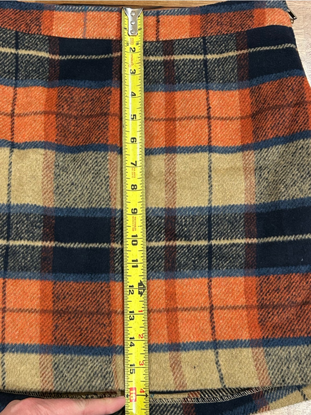 Lulu's Orange, Navy & Cream Plaid Mini Skirt Size Medium - Picture 11 of 12